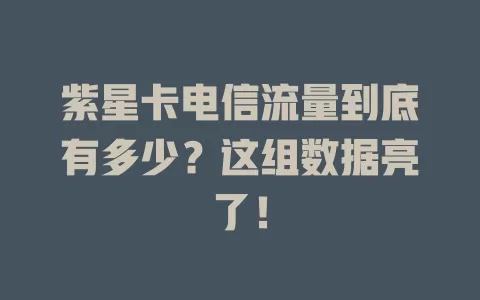 紫星卡电信流量到底有多少？这组数据亮了！