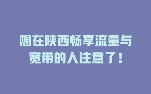 想在陕西畅享流量与宽带的人注意了！