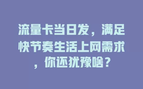 流量卡当日发，满足快节奏生活上网需求，你还犹豫啥？