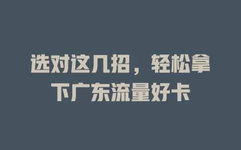 选对这几招，轻松拿下广东流量好卡