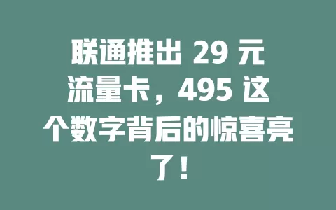 联通推出 29 元流量卡，495 这个数字背后的惊喜亮了！