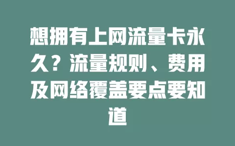 想拥有上网流量卡永久？流量规则、费用及网络覆盖要点要知道