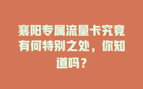襄阳专属流量卡究竟有何特别之处，你知道吗？