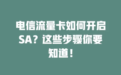 电信流量卡如何开启SA？这些步骤你要知道！