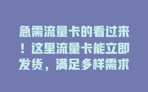 急需流量卡的看过来！这里流量卡能立即发货，满足多样需求