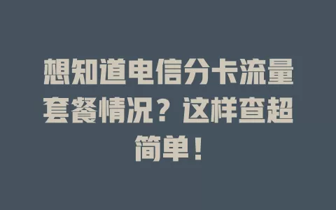 想知道电信分卡流量套餐情况？这样查超简单！