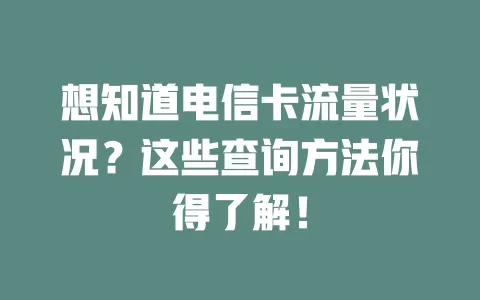 想知道电信卡流量状况？这些查询方法你得了解！