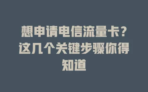 想申请电信流量卡？这几个关键步骤你得知道