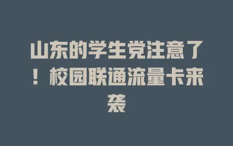 山东的学生党注意了！校园联通流量卡来袭