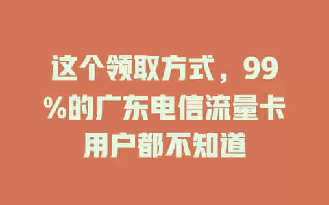 这个领取方式，99%的广东电信流量卡用户都不知道