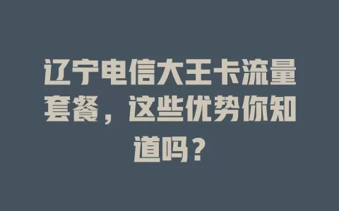辽宁电信大王卡流量套餐，这些优势你知道吗？