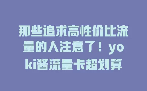 那些追求高性价比流量的人注意了！yoki酱流量卡超划算