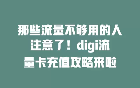 那些流量不够用的人注意了！digi流量卡充值攻略来啦