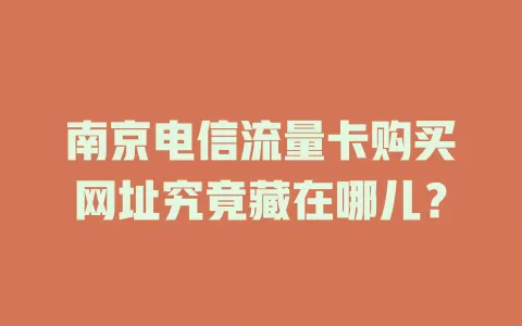 南京电信流量卡购买网址究竟藏在哪儿？