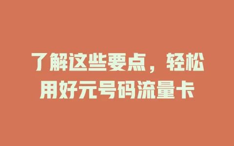 了解这些要点，轻松用好元号码流量卡