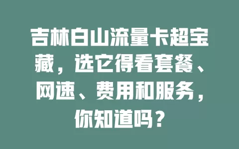 吉林白山流量卡超宝藏，选它得看套餐、网速、费用和服务，你知道吗？