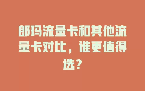郎玛流量卡和其他流量卡对比，谁更值得选？