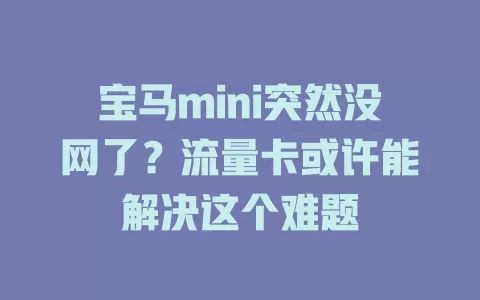 宝马mini突然没网了？流量卡或许能解决这个难题