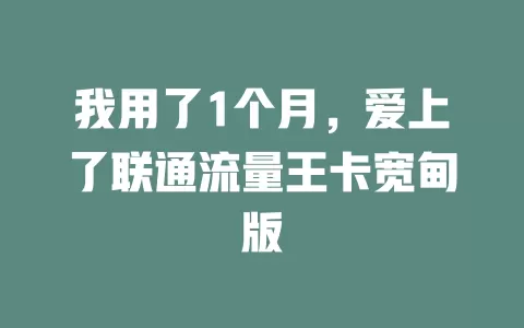 我用了1个月，爱上了联通流量王卡宽甸版