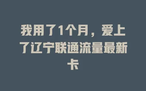 我用了1个月，爱上了辽宁联通流量最新卡