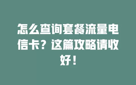怎么查询套餐流量电信卡？这篇攻略请收好！