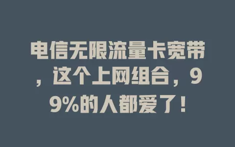 电信无限流量卡宽带，这个上网组合，99%的人都爱了！