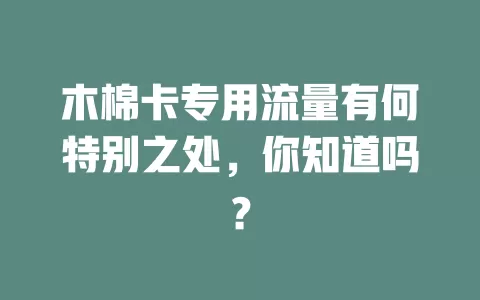 木棉卡专用流量有何特别之处，你知道吗？