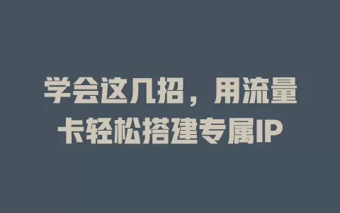 学会这几招，用流量卡轻松搭建专属IP