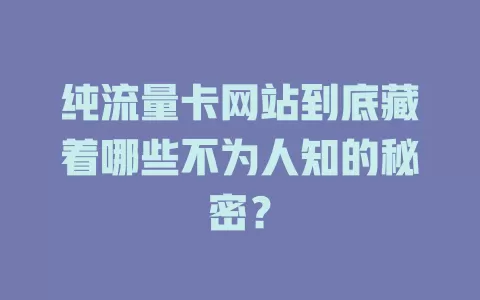 纯流量卡网站到底藏着哪些不为人知的秘密？