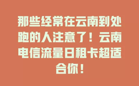 那些经常在云南到处跑的人注意了！云南电信流量日租卡超适合你！