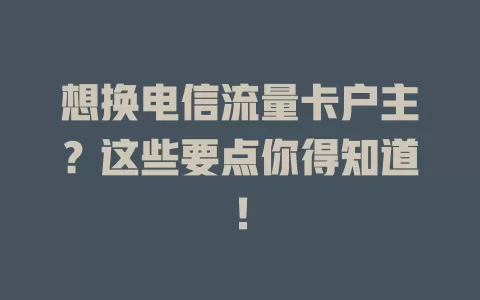 想换电信流量卡户主？这些要点你得知道！
