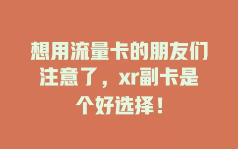 想用流量卡的朋友们注意了，xr副卡是个好选择！