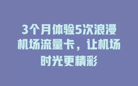 3个月体验5次浪漫机场流量卡，让机场时光更精彩