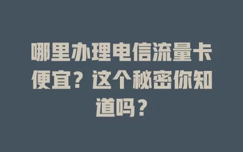 哪里办理电信流量卡便宜？这个秘密你知道吗？