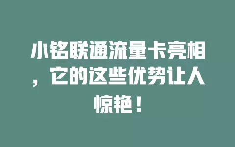 小铭联通流量卡亮相，它的这些优势让人惊艳！