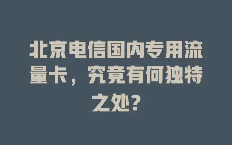 北京电信国内专用流量卡，究竟有何独特之处？
