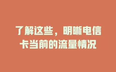 了解这些，明晰电信卡当前的流量情况
