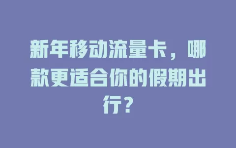 新年移动流量卡，哪款更适合你的假期出行？