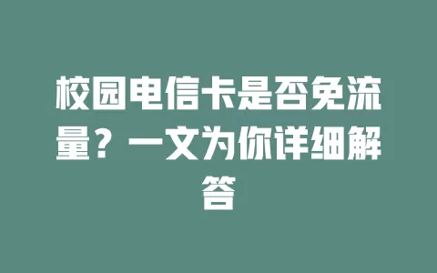 校园电信卡是否免流量？一文为你详细解答