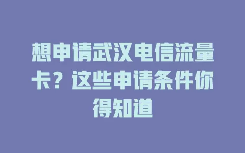 想申请武汉电信流量卡？这些申请条件你得知道