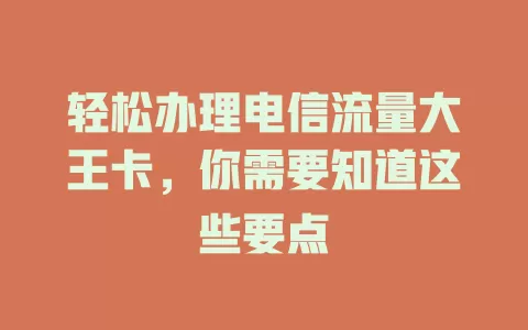 轻松办理电信流量大王卡，你需要知道这些要点