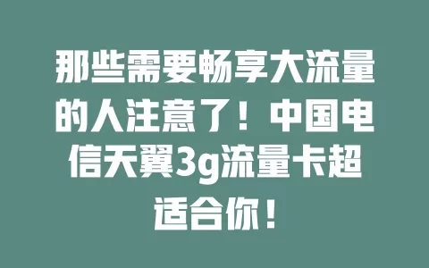 那些需要畅享大流量的人注意了！中国电信天翼3g流量卡超适合你！