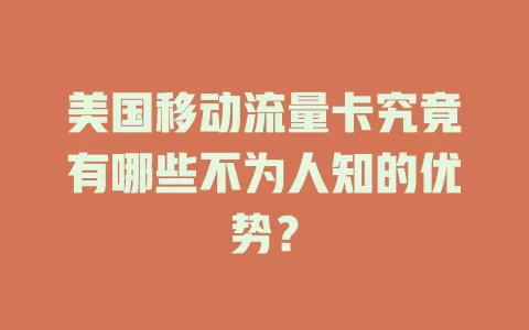 美国移动流量卡究竟有哪些不为人知的优势？