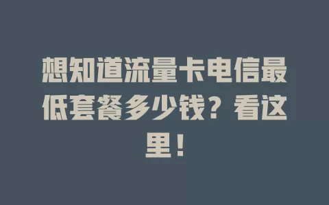 想知道流量卡电信最低套餐多少钱？看这里！