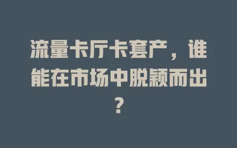 流量卡厅卡套产，谁能在市场中脱颖而出？