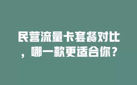 民营流量卡套餐对比，哪一款更适合你？