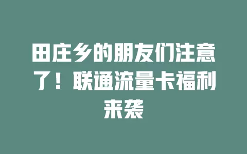 田庄乡的朋友们注意了！联通流量卡福利来袭