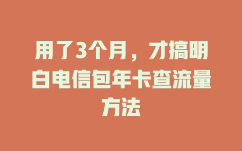 用了3个月，才搞明白电信包年卡查流量方法