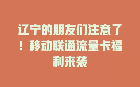 辽宁的朋友们注意了！移动联通流量卡福利来袭