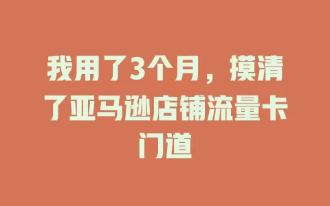 我用了3个月，摸清了亚马逊店铺流量卡门道